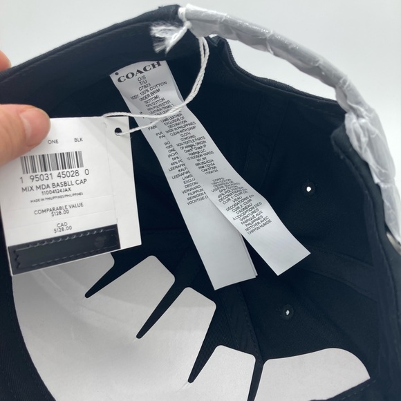 NWT COACH BLACK MIXED MEDIA BASEBALL CAP - Picture 4 of 8